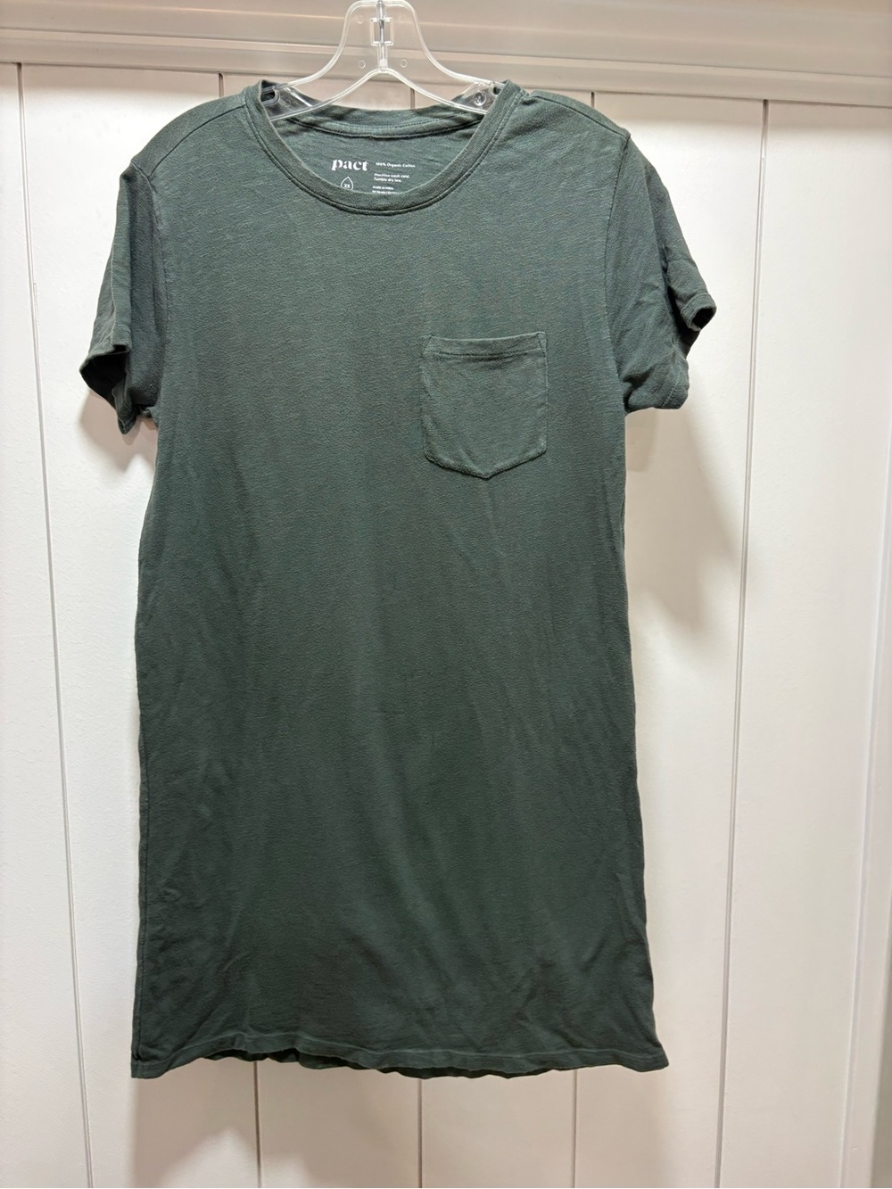 Pact Womens Relaxed Weekend Dress Olive Green Casual Comfortable Pocket Size XS